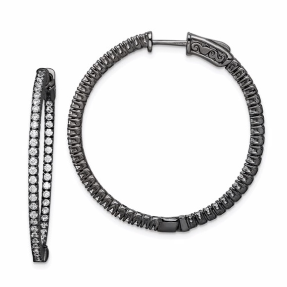 Round Hoop Earrings Sterling Silver